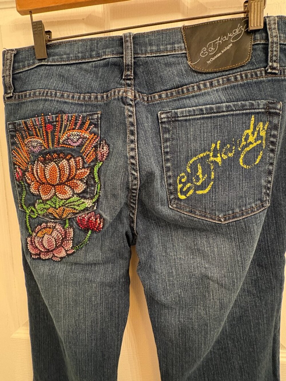 Ed Hardy Christian Audigier Embellished Jeans Big Logo Y2K Jeans size 31